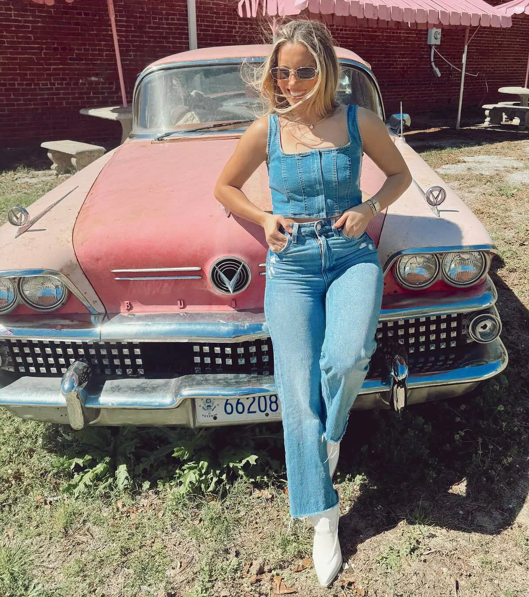 Got The Blues Sleeveless Denim Corset Top