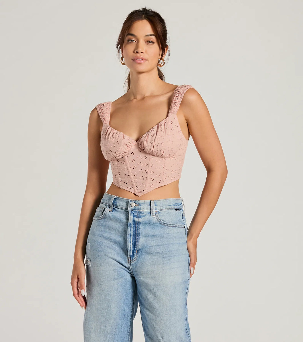 Summer Fling Sweetheart Eyelet Corset Top