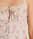 Romantic Look Lace Trim Floral Corset Top