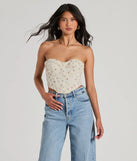 Darling Pick Strapless Floral Eyelet Bustier