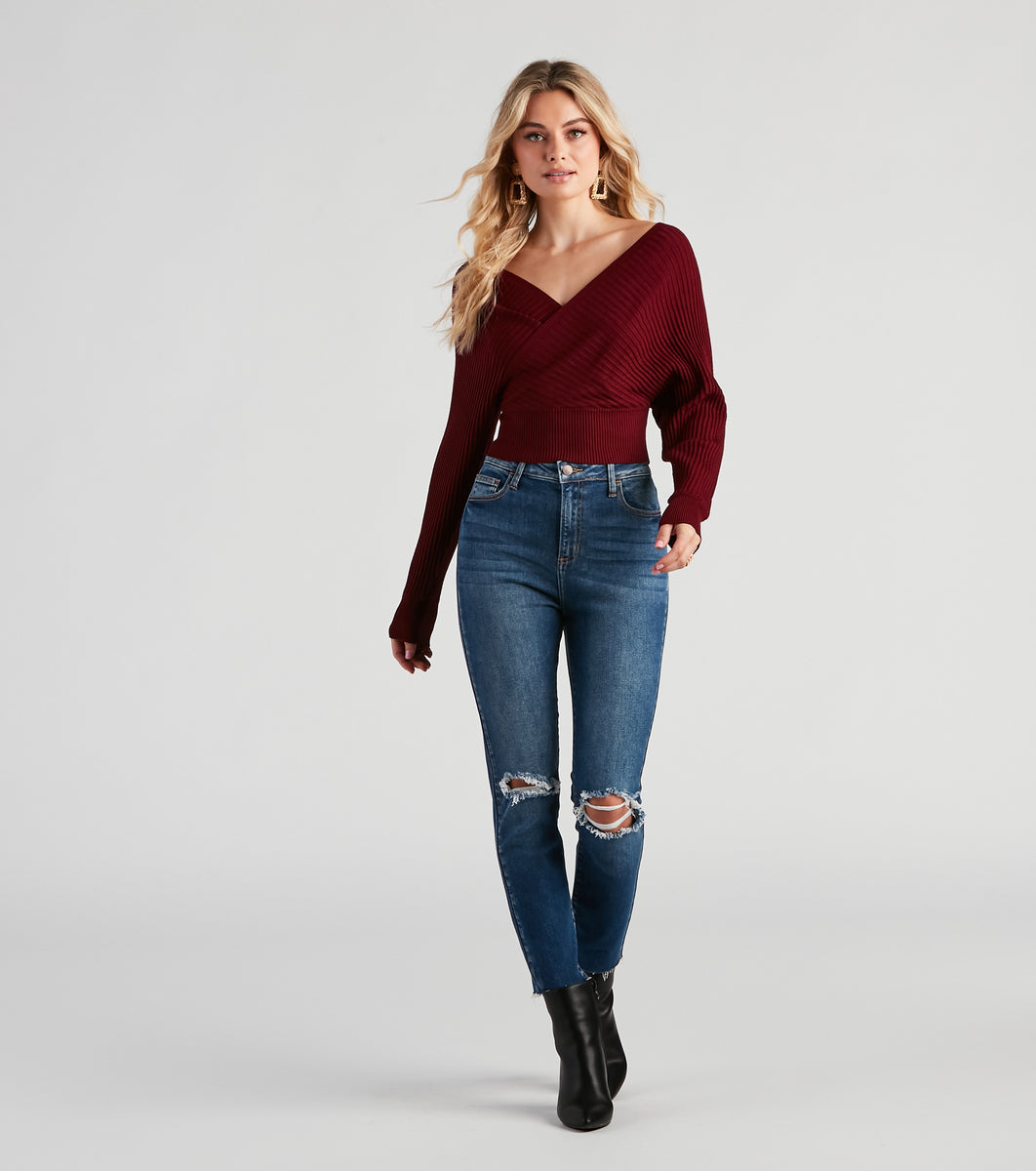 Doll It Up Open Back Ribbed Sweater