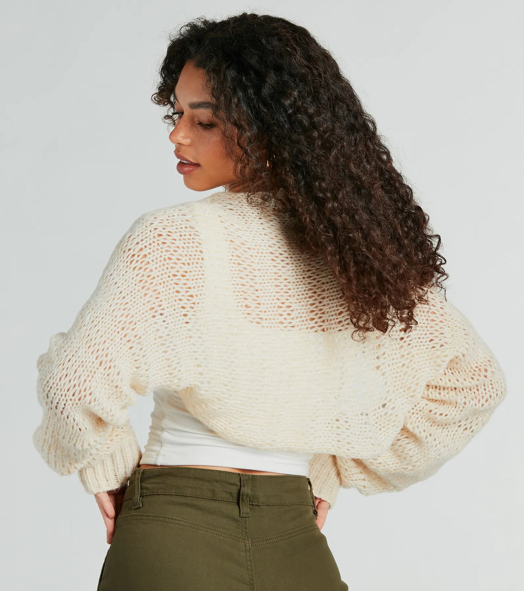 Casual Fave Long Sleeve Open-Knit Bolero