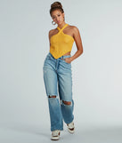 The crop top style of the Cutest Style Halter Sweater Knit Crop Top adds a sultry detail to your going-out outfits or everyday looks.