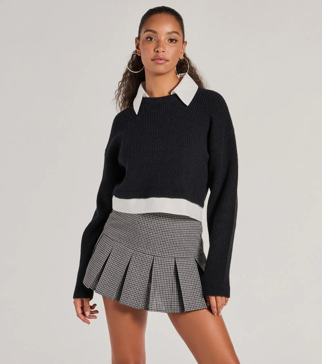 Aesthetic sweater with collar sale