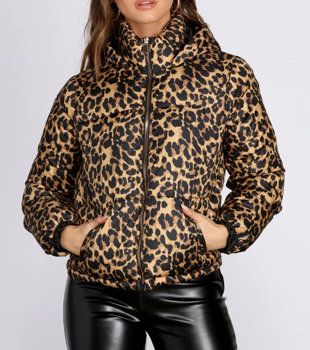 Leopard puffer jacket women's online