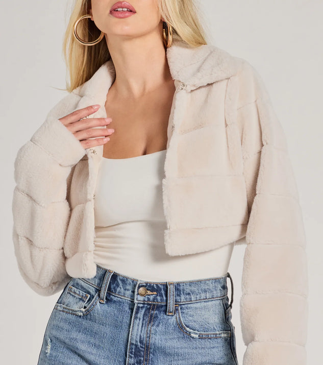 She s An Icon Faux Fur Cropped Jacket Windsor