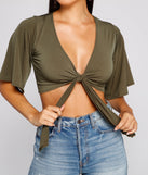 Kimono Sleeve Tie Front Top