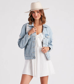 Perfectly Distressed Oversized Denim Jacket