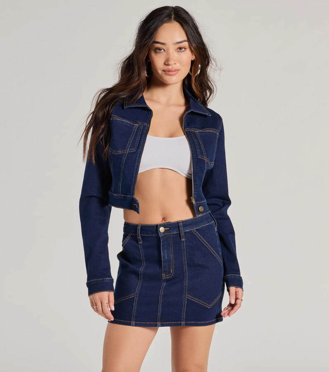 Covetable Cutie Contrast Stitch Denim Jacket