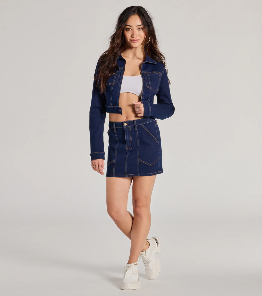 Covetable Cutie Contrast Stitch Denim Jacket