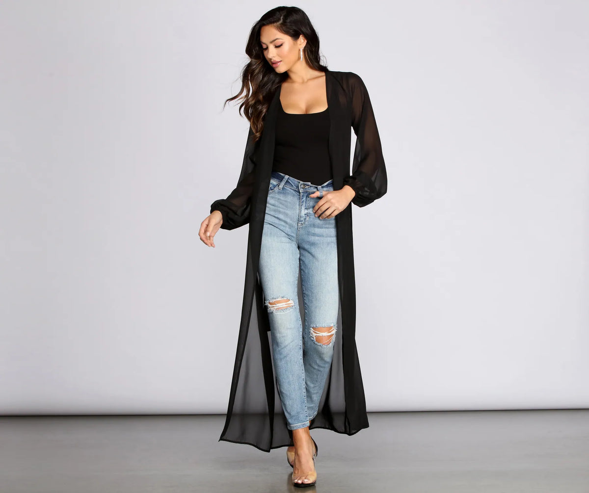 Chic Chiffon Tie Front Duster