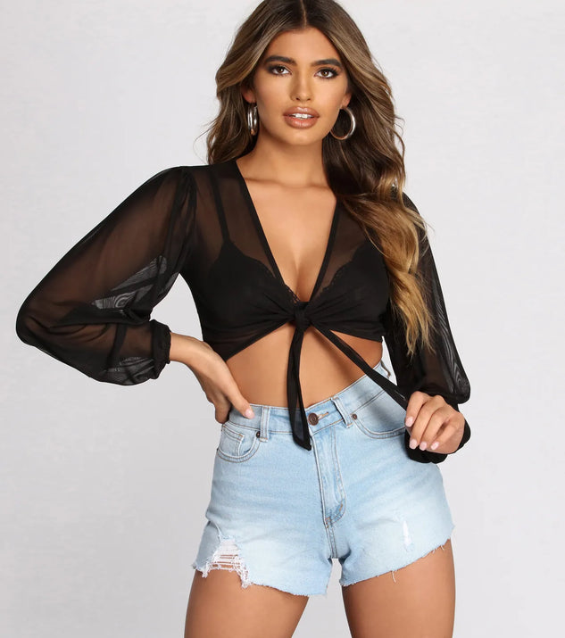 Sheer front tie top online