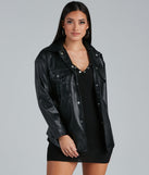 Sleek Trends Faux Leather Tie-Waist Shacket