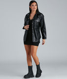 Sleek Trends Faux Leather Tie-Waist Shacket