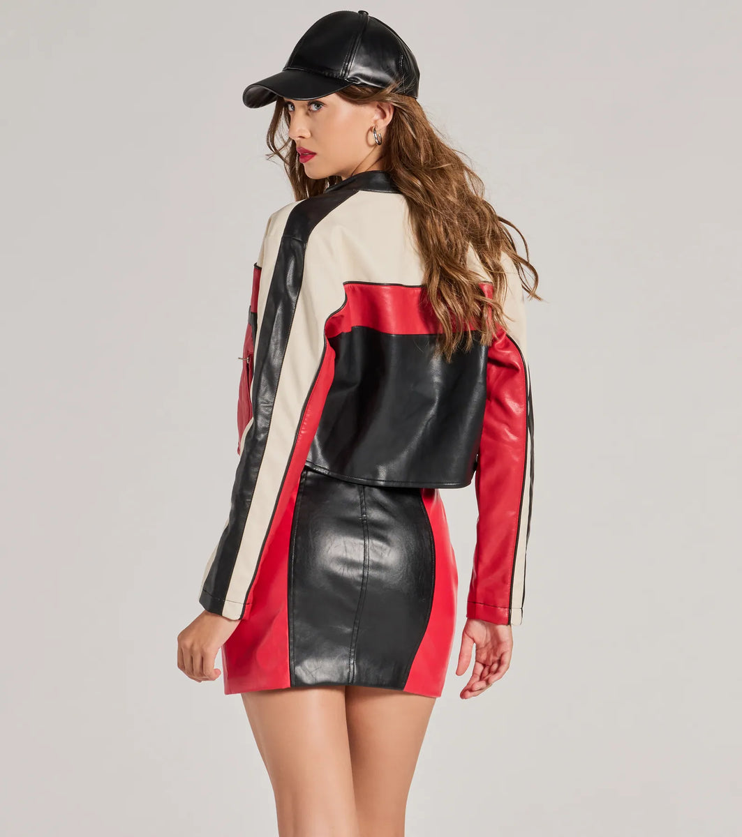 Ride Style Faux Leather Moto Crop Jacket