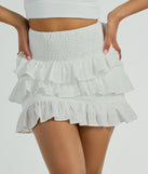 Flirty Flounce Smocked High-Rise Ruffle Mini Skirt