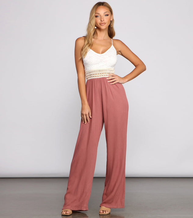 Timeless Beauty Crochet And Gauze Jumpsuit