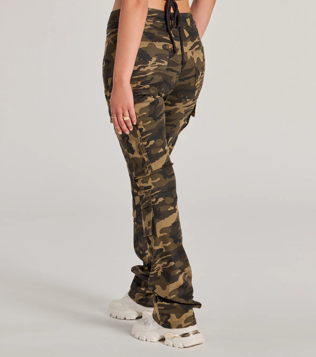 Casual Vibe Camo Cargo Bootcut Pants