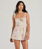 Flirty Choice Sleeveless Lace-Up Floral Romper