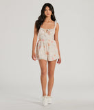 Flirty Choice Sleeveless Lace-Up Floral Romper