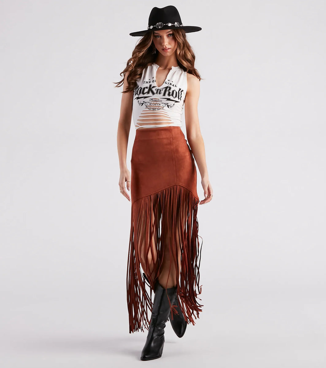 Wild At Heart Long Fringe Skirt