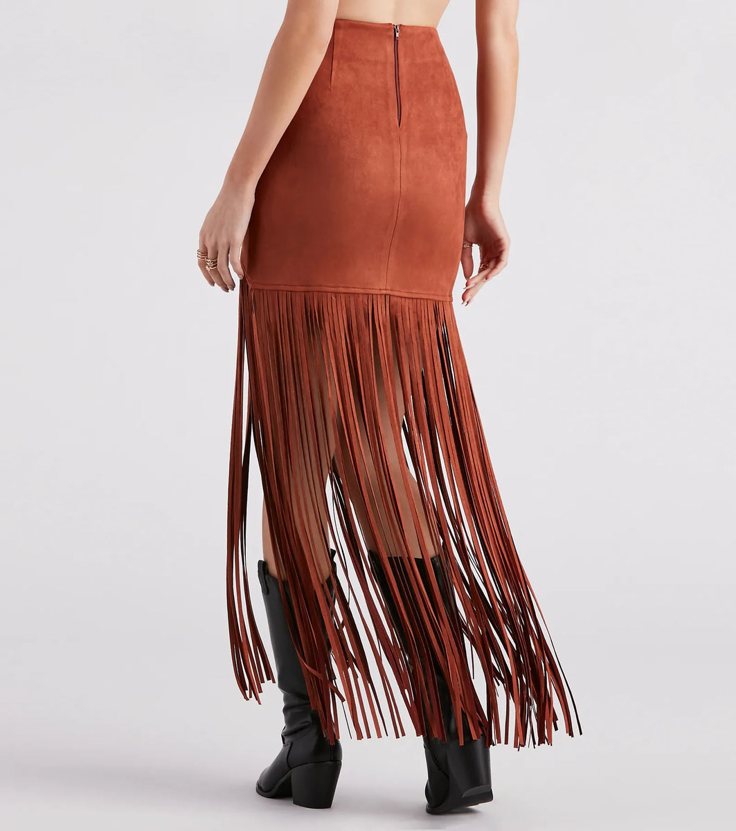 Wild At Heart Long Fringe Skirt