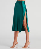 Lavish Life Satin Slit Midi Skirt