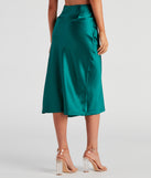 Lavish Life Satin Slit Midi Skirt