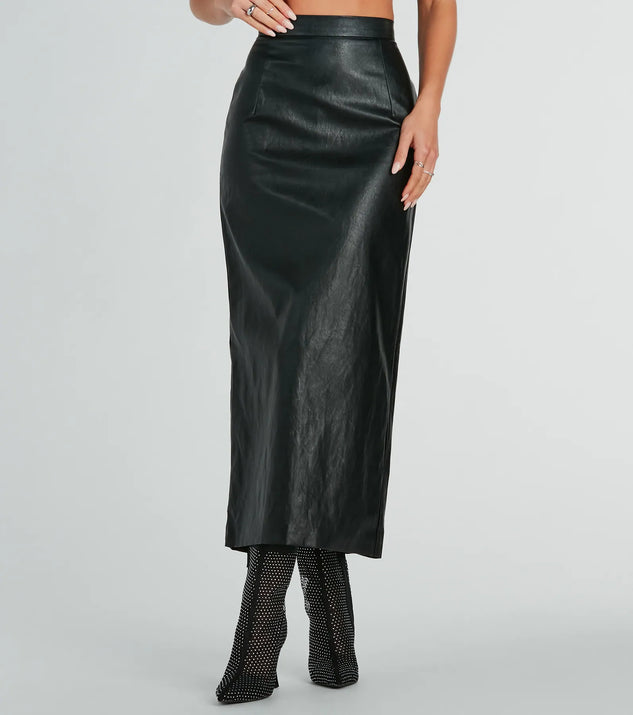 Be The Moment Faux Leather High-Rise Maxi Skirt | Windsor