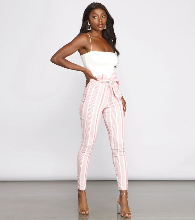 Striped pants with tie waist online