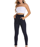 High Waist Paperbag Skinny Dress Pants