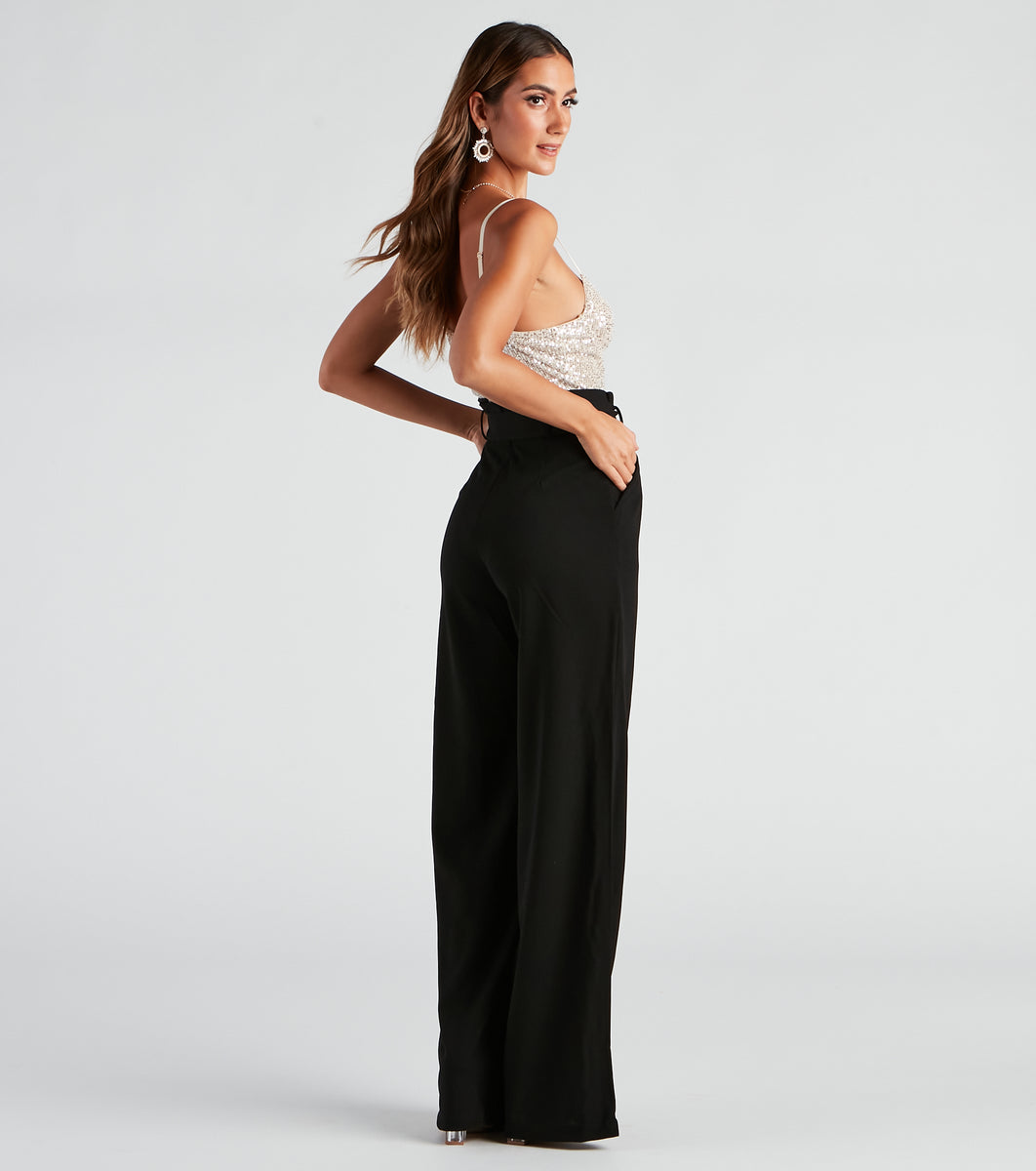 Catch Me Sequin Wide-Leg Jumpsuit