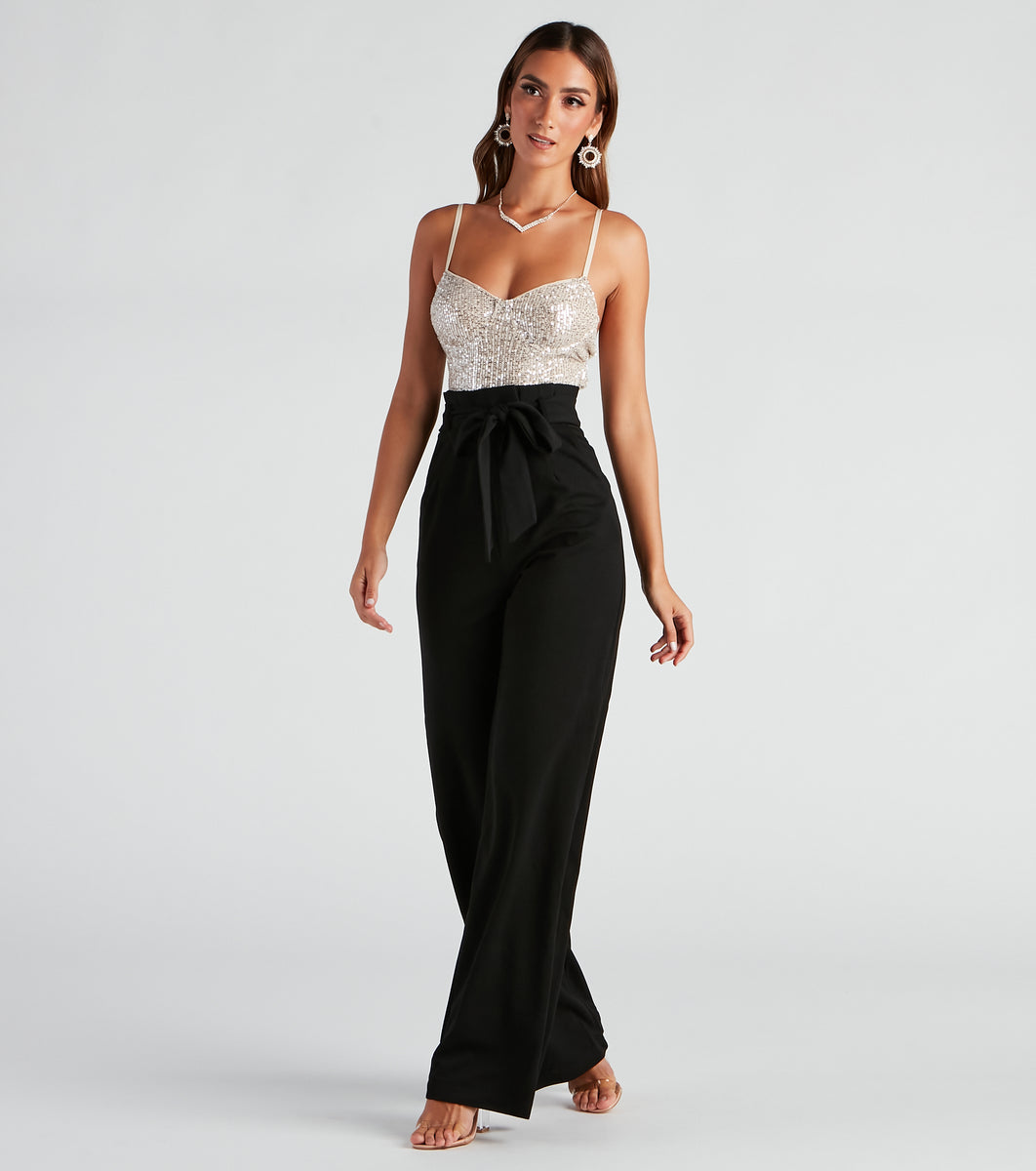 Catch Me Sequin Wide-Leg Jumpsuit