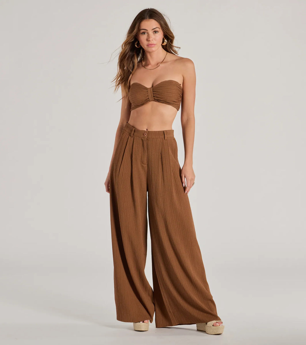 Endless Vacay High Rise Wide-Leg Trouser Pants