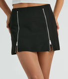 The mini skirt length on the Bringing The Vibe Zipper Ponte Mini Skort adds a sultry detail to your going-out outfits or everyday looks.