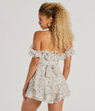 The Fun And Flirty Off-The-Shoulder Ruffled Floral Romper is an elevated one-piece that blends sleek sophistication with playful charm, perfect for nailing casual or formal outfits.