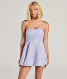 Perfect as a dress alternative for a New Year's outfit, wedding guest attire, and cocktail party dress alike, the Bring The Glamour Strapless Skater Romper is a women's romper that combines a stylish, unique design with festive colors and holiday-ready details for a standout look!