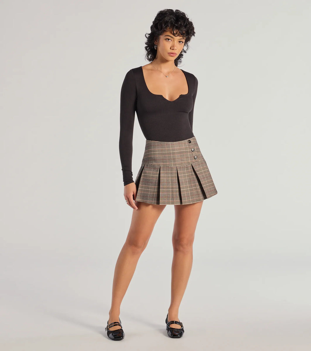 So Retro Pleated Plaid Skort