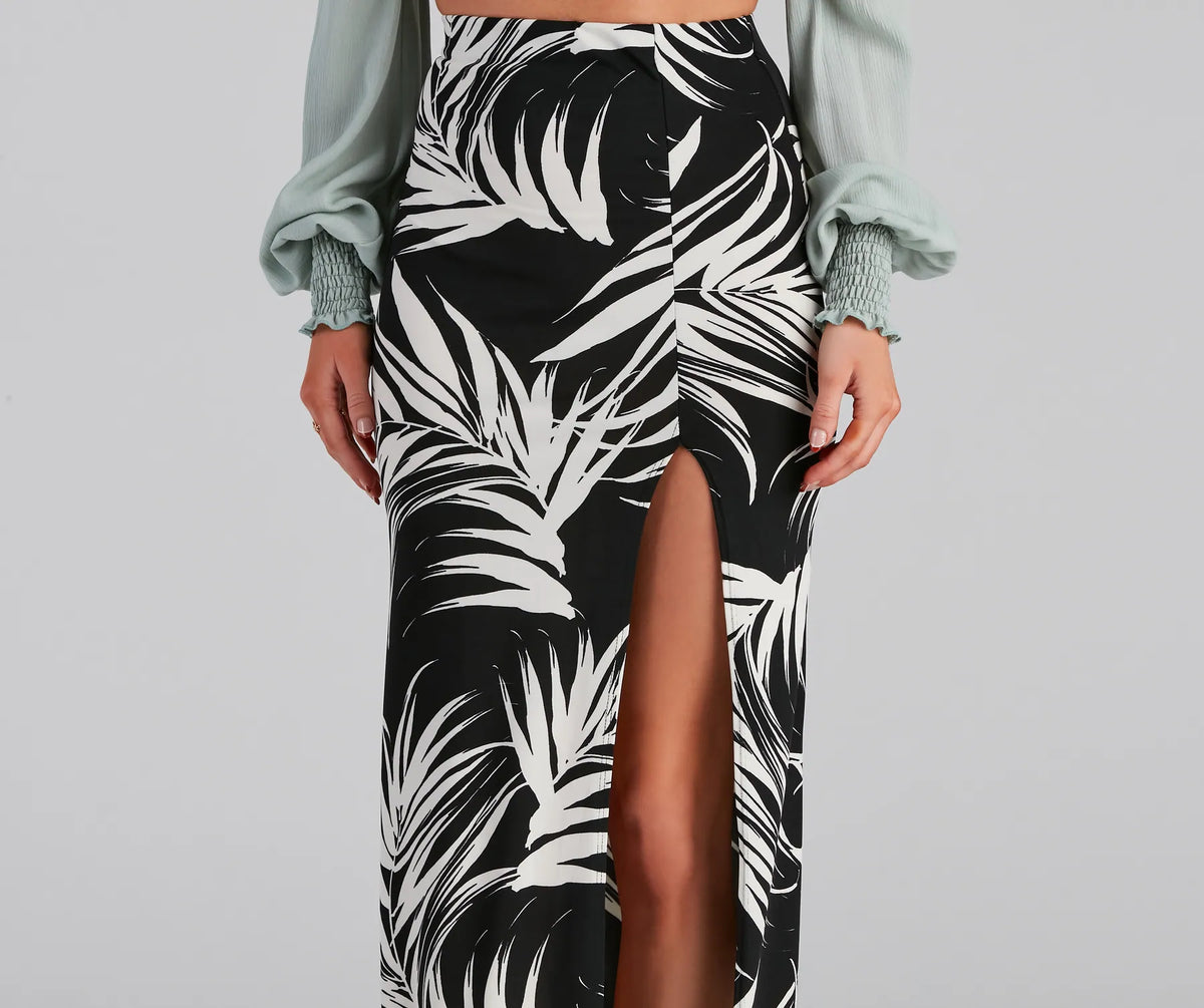 Hit The Tropics High Slit Maxi Skirt