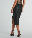 Major Bae High-Rise Faux Leather Midi Skirt