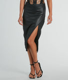 Major Bae High-Rise Faux Leather Midi Skirt