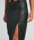 Major Bae High-Rise Faux Leather Midi Skirt