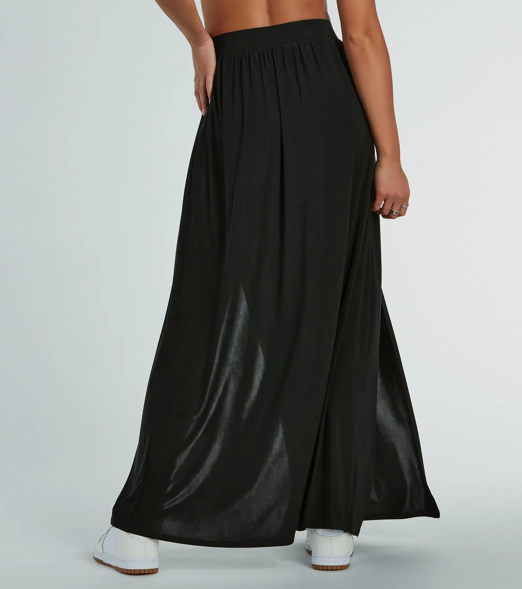 Statement Made High-Rise Dual-Slit Maxi Skirt