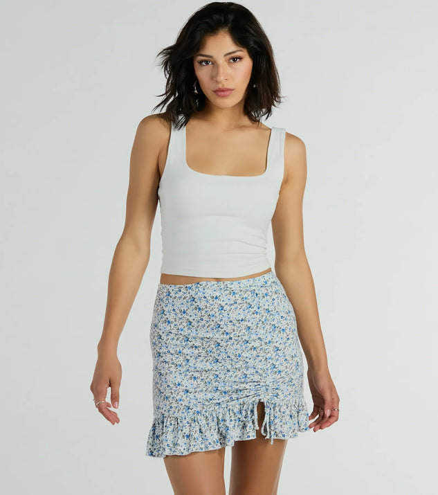 Ditsy print ruffle mini skirt best sale