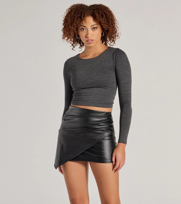 Faux leather mini skirt wrap best sale