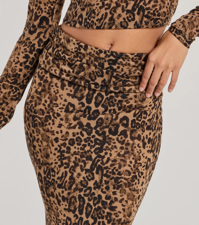 Leopard print knit skirt best sale