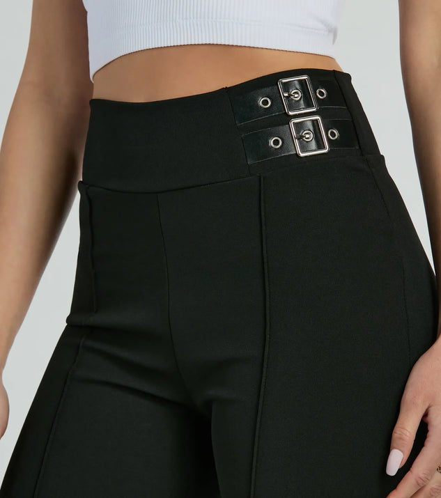 Chic Confidence Buckle Accent Trouser Pants | Windsor