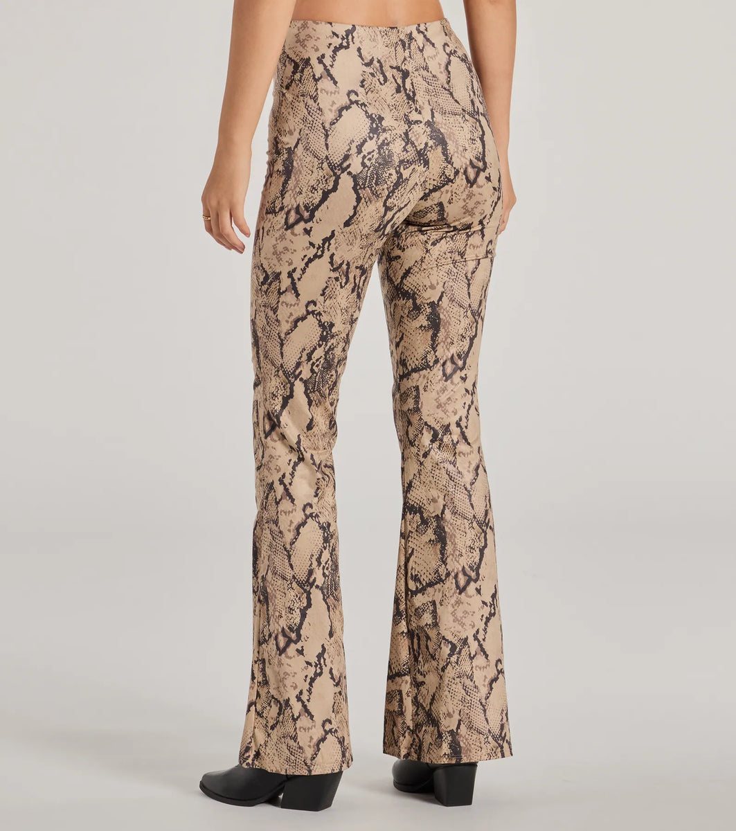 Slither Style High Rise Snake Print Flare Pants