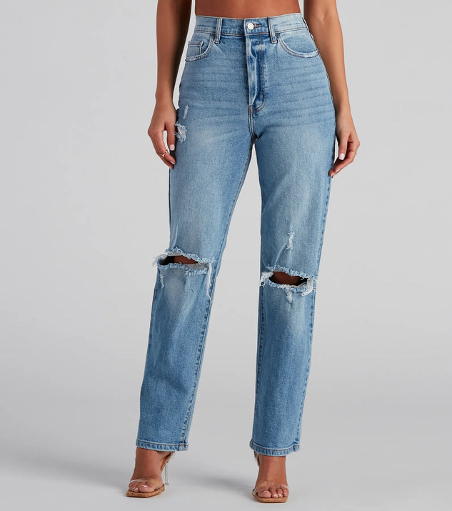 High Rise Distressed Boyfriend Jeans Windsor