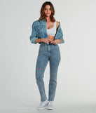 Refresh your fall closet with stylish women's pants like the Glam Girlie Rhinestone High Waist Straight-Leg Jeans in a sleek fabric and a pant leg style that makes your look unique.